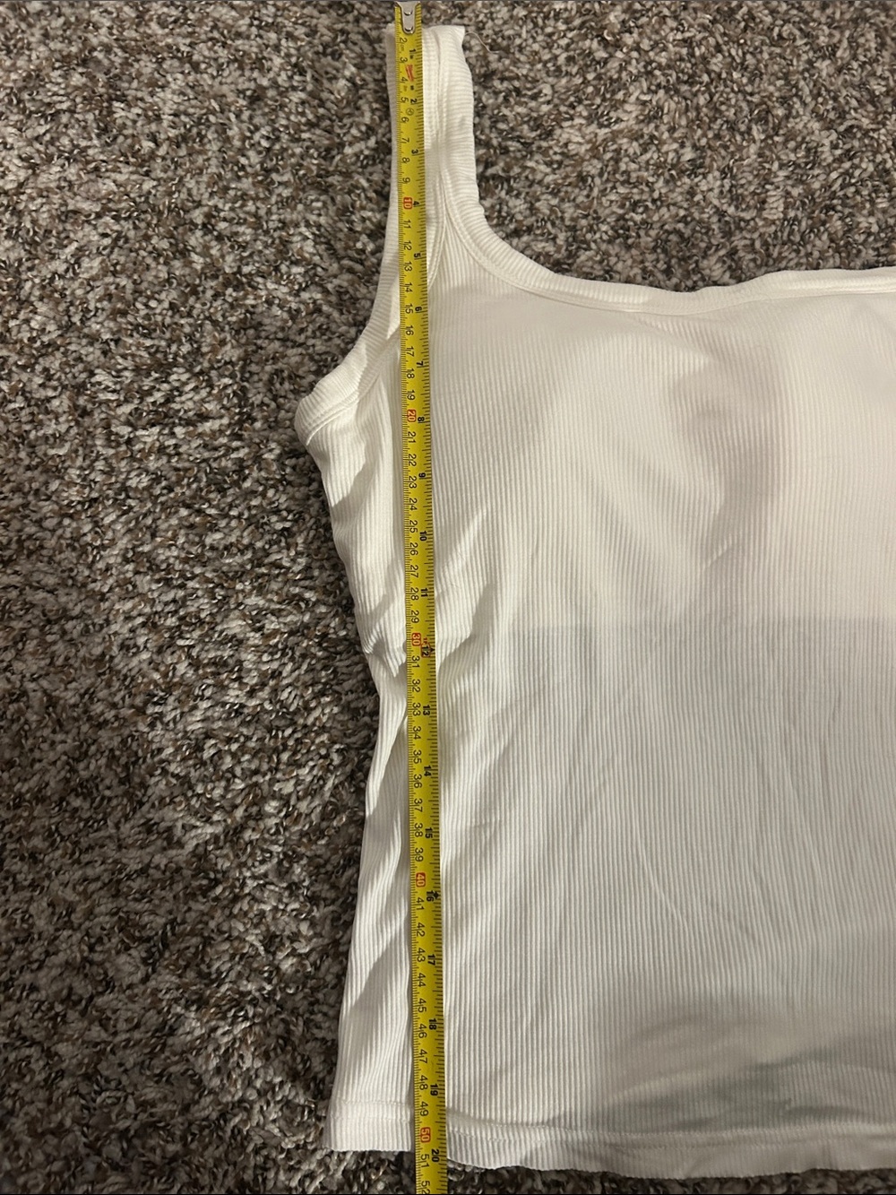 White Ribbed Square-Neck Tank Top with inserts - Picture 4 of 5